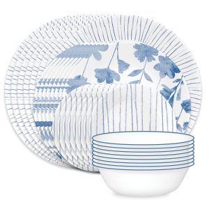 CorelleĀ® Botanical Stripes 32-piece Dinnerware Set. Service for 8