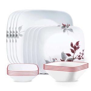 Corelle® Kyoto Leaves 16-piece Dinnerware Set. Service for 4